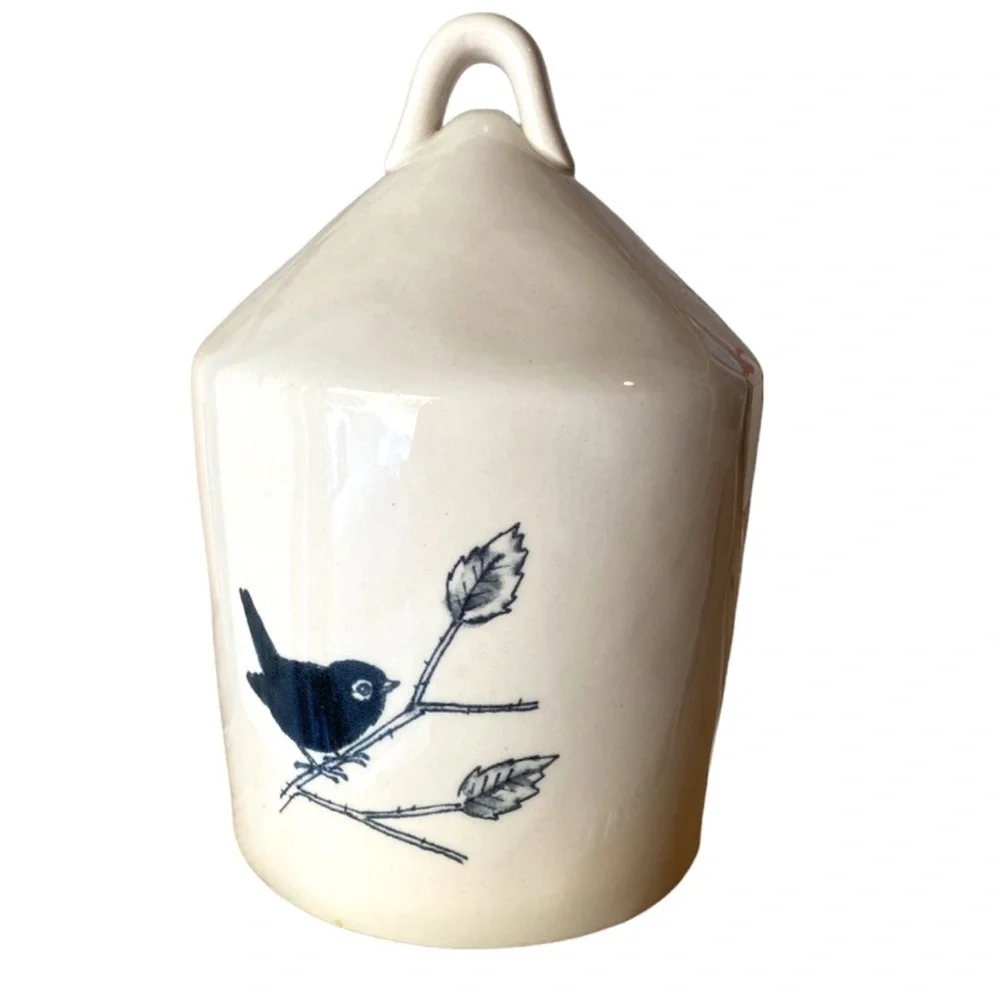 Rae Dunn Ceramic Birdhouse - White and Blue